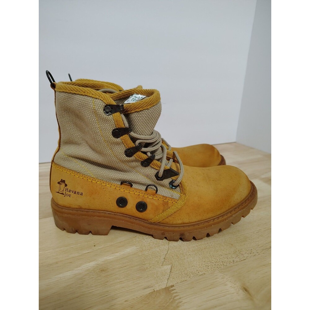 Havana Joe Boots Womens 9 Tan Nubuck And Canvas Upper Safari Work Ankle Rare